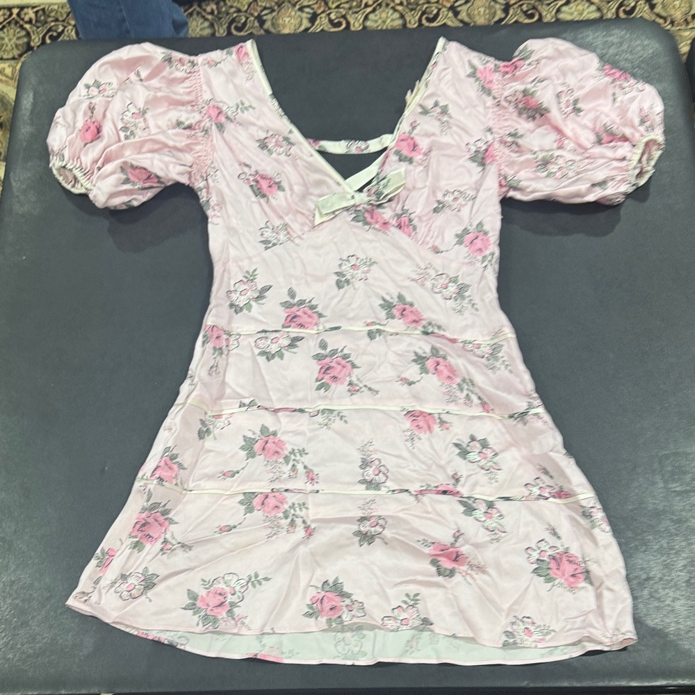 LoveShackFancy Blush Floral Mini Dress